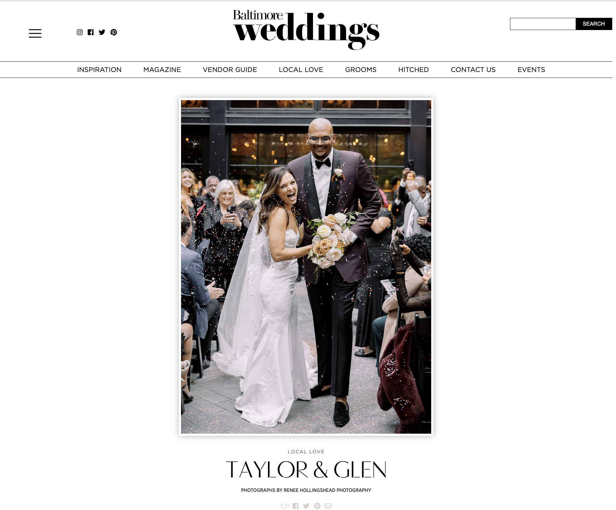 Taylor & Glen's Sunset Tone Sagamore Pendry Baltimore wedding is Baltimore Weddings "Wedding of the Month". Photographed by film wedding photographer Renee Hollingshead with Pop the Cork Designs, Lynn Vale Studios, and more!